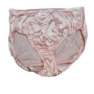 Vintage Just My Size Shiny Satiny Stretch Hi-cut Panties Peachy Pink Size 11